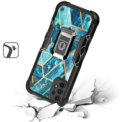 For Samsung Galaxy A23 5G Marble Stone Design Hybrid Armor with Magnetic Ring Stand Kickstand Heavy Duty Rugged  Phone Case Cover