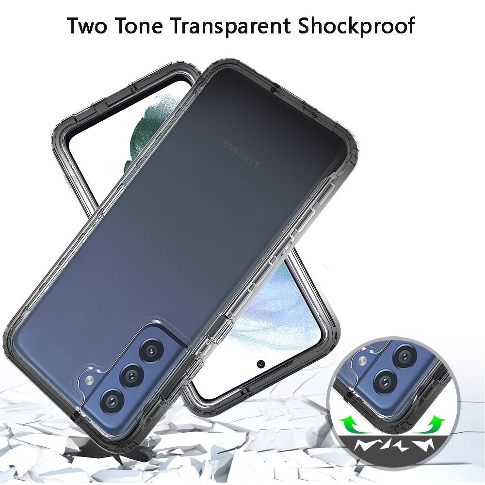 For Samsung Galaxy S21 FE /Fan Edition Dual Layer Hybrid Clear Gradient Two Tone Transparent Shockproof Rubber TPU Frame  Phone Case Cover